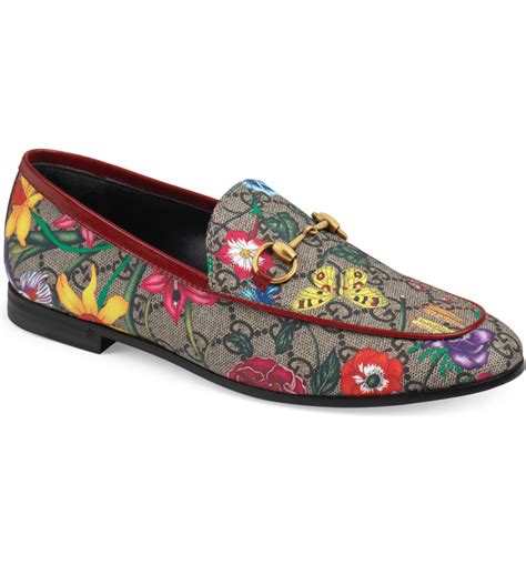 gucci jordaan floral print loafers|gucci loafer heels.